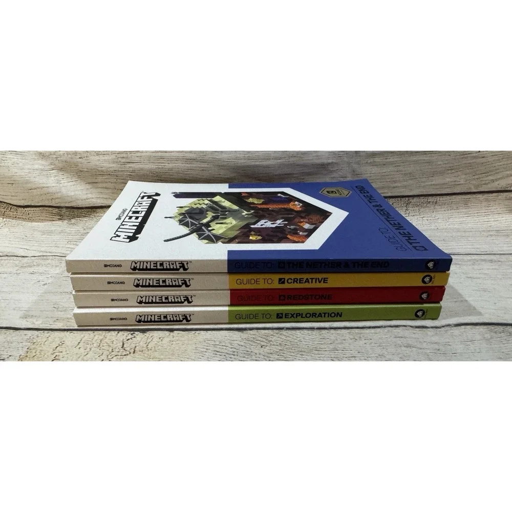 Lot of 4 Minecraft Guide Series Books Creative Redstone Exploration Nether & End